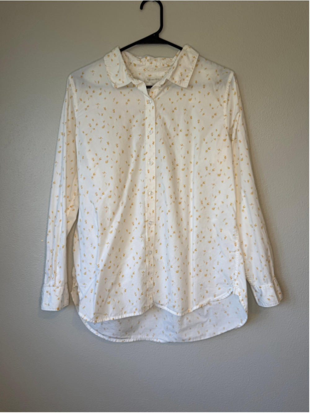 Garnet Hill Organic Pima Cotton Floral Button Down Shirt Size 10